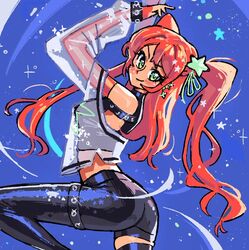 1girls accessory ass ass_focus green_eyes kaatokunart looking_at_viewer lyra_(kaatokunart) oc orange_hair smile star twintails rating:Questionable score:3 user:burkhalter34