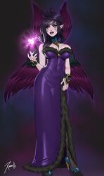 black_hair clothed girl goth goth_girl high_heels league_of_legends morgana wings xinaelle rating:Questionable score:49 user:Ol359469