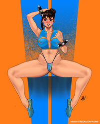 1girls bikini chun-li female female_only hvond legs_apart looking_at_viewer sitting solo street_fighter street_fighter_alpha rating:Explicit score:21 user:Freezer88