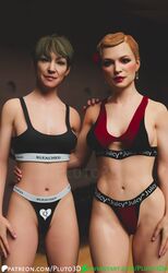 2girls 3d activision athletic_female bleached bleached_clothing blonde_hair breasts brown_eyes busty call_of_duty call_of_duty_black_ops_3 call_of_duty_modern_warfare_2_(2022) curvy daz_studio depth_of_field deviantart_username digital_media_(artwork) eye_contact female female_focus female_only front_view green_eyes hair_ornament hand_on_partner hi_res highres hips jessica_rose kate_laswell large_breasts legs lipstick looking_at_viewer patreon_username photoshop pluto3d sideboob sports_bra sportswear thighs thong very_high_resolution watermark rating:Explicit score:25 user:plutohmv