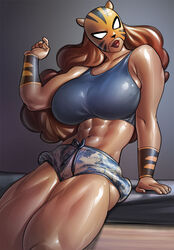 1girls 2021 abs arm_at_side arm_up bed belly belly_button biceps big_breasts big_lips bracelet bracers breasts cleavage cleavage_overflow clothed clothed_female clothes clothing color colored curly_hair dark-skinned_female dark_skin dc dc_comics eyes_covered feet_out_of_frame female female_focus female_only hair hips innie_belly_button large_breasts leaning leaning_back legs legs_together lips long_hair mask masked masked_female muscle muscles muscular muscular_arms muscular_female muscular_legs muscular_thighs one_arm_up pantha ph pose posing red_hair red_lipstick shirt short_shorts shorts sitting sitting_on_bed solo solo_female solo_focus stomach tank_top teen_titans thick_lips thick_thighs thighs wristwear rating:Safe score:102 user:justausername