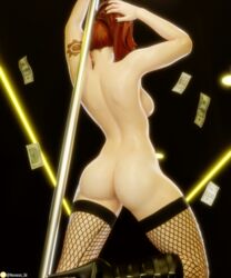 1girls 3d abs ass back back_view big_breasts boots breasts brigitte female female_only fishnet_stockings fit fit_female high_heel_boots navel_piercing nemesis_3d overwatch strip_club stripper stripper_pole thick_thighs thighhighs thighs rating:Explicit score:50 user:Nemesis_3d