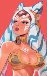 1girls ahsoka_tano blue_eyes cleavage dick_sucking_lips eymbee female female_only harem_girl harem_outfit jedi large_breasts orange_skin slave slave_ahsoka slave_bikini slave_collar slave_outfit slavegirl solo star_wars star_wars_rebels togruta rating:Questionable score:441 user:TheKindHaremMaster