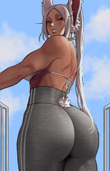 1girls ass ass_focus big_ass big_breasts big_butt breasts bunny_ears bunny_tail dark-skinned_female dark_skin dat_ass eye_contact female gud0c large_ass leggings long_hair looking_at_viewer miruko my_hero_academia red_eyes rumi_usagiyama solo standing thick_thighs thighs tight_clothing tight_pants white_hair workout_clothes yoga_pants rating:Safe score:730 user:Bikuta69