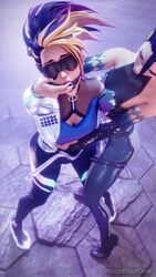 3d akali ball_gag blindfold bondage clothing femdom k/da_all_out_akali k/da_all_out_kai'sa k/da_all_out_series kai'sa league_of_legends leather moonroomoom yuri rating:Explicit score:277 user:MoonRoomOom