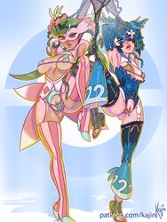 2girls blue_background blue_eyes blue_hair clitoris_peek clitoris_slip cosplay duo female female_only fishing_net functionally_nude game_freak green_eyes green_hair high_heel_boots high_heels human human_only kajinman lana_(pokemon) lurantis lurantis_(cosplay) mallow_(pokemon) mask net nintendo open_toe_shoes patreon_username pokemon pokemon_(cosplay) pokemon_sm pose pussy pussy_cleavage pussy_peek pussy_visible_through_clothes slutty_outfit tied_up useless_clothing wishiwashi wishiwashi_(cosplay) rating:Explicit score:175 user:crimgang