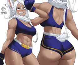 1girls 2022 abs animal_ears ass ass_focus ass_shot back back_view blue_boxing_gloves blue_gloves blue_sports_bra booty_shorts boxing_gloves breast_focus breasts cleavage dialogue echosaber english_text female female_focus female_only front_view gloves gym_clothes hi_res large_breasts long_hair looking_at_viewer miruko my_hero_academia rabbit_ears rabbit_tail red_eyes rumi_usagiyama short_shorts shorts smile sports_bra sweat sweaty_body text thick_thighs thighs very_high_resolution white_hair workout_clothes rating:Questionable score:434 user:Cero_Oscuras