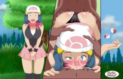 1girls 2boys ambiguous_penetration ass blowjob blue_eyes blue_hair blush cum cum_in_mouth cum_inside dark-skinned_male dark_skin dawn_(pokemon) fellatio female hand_on_head hat high_resolution long_hair nintendo oral panties panties_aside penetration pokemon pokemon_dppt redradrebel sex textless uncensored rating:Explicit score:43 user:Bikuta69