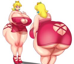 1girls absurdres ass ass_cleavage bent_over blonde_hair blue_eyes breasts butt butt_crack choker cleavage clothing female female_only fladdykin full_body heart_cutout high_heels highres huge_ass huge_breasts looking_at_viewer mario_(series) multiple_views nintendo partially_clothed princess_peach rear_view revealing_clothes shadow simple_background solo standing thick_thighs venus_body white_background wide_hips rating:Explicit score:210 user:justausername