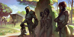 3boys 6+girls breasts chained chains coffle collar cuffs elf erection facial_hair fellatio grass holding holding_polearm holding_weapon kneeling large_breasts long_hair multiple_boys multiple_girls muscular_female nipples nude oral orc orc_male original outdoors outside painting_(artwork) party_wipe penis pointy_ears polearm realistic sabudenego short_hair sky slave spoils_of_war standing testicles tree weapon rating:Explicit score:421 user:bot