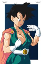 1girls alternate_costume alternate_version_available belt big_breasts black_hair blue_eyes cape cleavage dragon_ball dragon_ball_z female female_only gloves great_saiyaman_2 great_saiyawoman half-closed_eyes hazama_null horny nipple_slip nipples open_mouth overheated prince_vegeta short_hair smiling solo spiked_hair superheroine sweat sweatdrop teenager tongue tongue_out tunic videl wardrobe_malfunction waving_hand rating:Explicit score:102 user:P_Vegeta