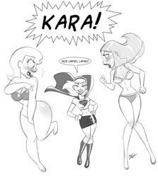 3girls aeolus06 big_breasts blush bottomless bra breasts cleavage covering_breasts covering_crotch dc dc_comics dcau embarrassed_nude_female female female_only justice_league_action kara_danvers kara_zor-el monochrome navel panties sketch square_crossover super_best_friends_forever supergirl superman:_the_animated_series superman_(series) underwear rating:Explicit score:20 user:Tronitrus