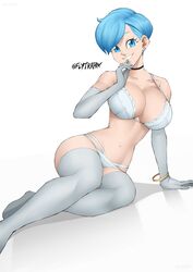 1girls bikini blue_hair bra breasts bulma_briefs cleavage dragon_ball dragon_ball_z elbow_gloves eye_contact female female_only flytrapxx gloves lingerie looking_at_viewer panties short_hair solo thick_thighs thighhighs thighs rating:Questionable score:245 user:Bikuta69