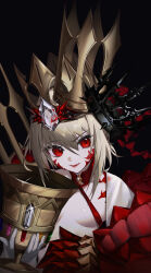  absurdres bikini black_background black_crown blonde_hair breasts chalice commentary_request crown cup fate/grand_order fate_(series) female gem gloves hair_between_eyes halterneck hand_up highres holding holding_cup jewelry looking_at_viewer medium_hair nero_claudius_(fate) oerba_yun_fang open_mouth p1up1u queen_draco_(fate) red_bikini red_eyes red_scales revealing_clothes small_breasts solo swimsuit teeth upper_body upper_teeth_only white_gloves  rating:safe score: user:bot