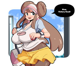 1girls alternate_breast_size bag big_breasts breasts busty chubby clothed clothing clouds curvy dialogue female female_only gullible hair_bun huge_breasts human human_only large_breasts legwear long_hair looking_at_another nintendo open_mouth pantyhose poke_ball pokemon rosa_(pokemon) shirt skirt sky smile solo solo_female talking text thick_thighs thighs twintails visor_cap woohyoot rating:Questionable score:146 user:Warriors3568