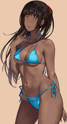 1girls arm_up armpits bangs bare_arms bare_legs bare_midriff bare_shoulders bare_thighs belly_button bikini bikini_bottom bikini_top black_hair blue_bikini blue_eyes breasts cleavage dark-skinned_female dark_skin ear_piercing female female_focus female_only highlow inner_sideboob light_blue_bikini long_hair long_ponytail looking_at_viewer micro_bikini midriff navel navel_line ponytail revealing_clothes side-tie_bikini side_view sideboob skimpy skimpy_bikini skimpy_clothes sole_female solo solo_female solo_focus swimsuit swimwear tan_body tan_skin thick_thighs toned tongue tongue_out underboob rating:Questionable score:34 user:CalZone