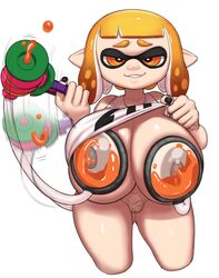 1girls absurd_res big_breasts bottomless breasts cephalopod charlie_(grey_impact) clothed clothing clothing_lift female female_only genitals grey_impact gun hi_res huge_breasts ink inkling inkling_girl lactation looking_at_viewer marine milking milking_machine mollusk nintendo pubic_hair pussy shirt shirt_lift simple_background solo splatoon thick_thighs topwear tubes unusual_lactation video_games white_background rating:Explicit score:161 user:justausername