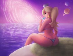 ass_cleavage bikini butt_crack crown full_body huge_breasts light_blue_bikini mario_(series) moonlight night nintendo ponytail princess princess_rosalina purple_sky rear_view saf-404 safartwoks safartworks saturn sitting sucking_ice_cream super_mario_galaxy tagme uraeus rating:Explicit score:39 user:Springtron