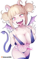 1girls bangs bikini_pull blonde_hair blush demon demon_girl demon_horns demon_tail demon_wings double_bun fangs hair_bun heart heart-shaped_pupils himiko_toga hotvr knife large_breasts leggings long_fingernails looking_at_viewer messy_bun my_hero_academia navel open_mouth purple_bikini sharp_fingernails sharp_teeth simple_background sling_bikini smile solo spiky_hair standing succubus tongue weapon white_background yellow_eyes rating:Questionable score:320 user:Nathandrake35