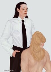 adoptive_siblings clothed_male_nude_male gay gay_domination grabbing_hair human human_only light-skinned_male light_skin loki_(marvel) long_hair_male luccellino male_on_male male_only maledom malesub marvel marvel_cinematic_universe nude_male suit_and_tie thor_(marvel) thor_(series) yaoi rating:Questionable score:6 user:ThorTheWhore