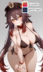  ai_generated aiart_anim bikini genshin_impact hu_tao_(genshin_impact) huge_breasts looking_at_viewer seductive  rating:explicit score: user:bot