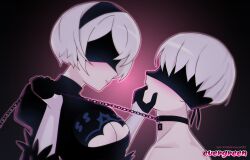  collar evergreen evergreen_(artist) femdom nier:_automata yorha_2b yorha_9s  rating:explicit score: user:bot