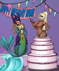 2021 alternate_version_available banner birthday birthday_cake commission eirhjien female_only league_of_legends marai mermaid metroid nami_(league_of_legends) pop_out_cake samus_aran rating:Explicit score:10 user:Lungdrakkar