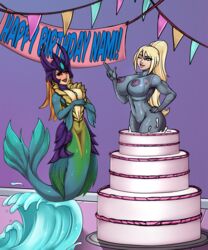 2021 alternate_version_available banner birthday birthday_cake commission crossover eirhjien female_only league_of_legends marai mermaid metroid nami_(league_of_legends) pop_out_cake samus_aran zero_suit zero_suit_samus rating:Explicit score:14 user:Lungdrakkar