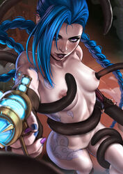 1girls abs action_pose arcane arcane_jinx areola areolae bare_arms bare_breasts bare_shoulders bare_skin bare_thighs blue_hair blush braided_twintails breasts casual child_bearing_hips completely_nude completely_nude_female dandon_fuga female female_focus female_only firearm fit fit_female footwear gun handgun handwear hips holding_gun holding_pistol holding_weapon human intersex interspecies jinx_(league_of_legends) league_of_legends long_hair looking_at_viewer navel nipples nude nude_female pale_skin pink_eyes pistol pointing_gun pussy shaved_pussy small_breasts smile solo solo_female solo_focus sucking_nipples tattoo_on_arm tattoo_on_thigh tattoos tentacle tentacle_grab tentacle_monster tentacle_on_breast tentacle_on_waist tentacle_sucking_breasts thick_hips thick_thighs thighs thin_female tied_hair toned toned_female twintails very_long_hair very_long_twintails weapon wide_hips rating:Explicit score:73 user:Hentai_Bro69