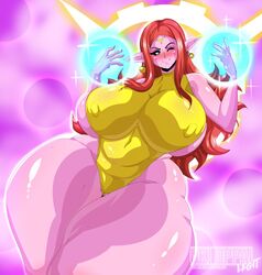 big_breasts big_thighs breasts chronoa dragon_ball dragon_ball_heroes earrings female female_focus goddess hips huge_breasts huge_thighs large_breasts large_thighs leotard long_hair nipple_bulge okioppai pointy_ears potara_earrings red_hair shounen_jump sideboob solo solo_female super_dragon_ball_heroes supreme_kai supreme_kai_of_time thick_thighs thighs time_power_unleashed_form_(dragon_ball) watermark wide_hips wink winking rating:Questionable score:134 user:LostinSauce