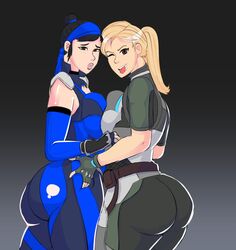 2d 2girls big_ass black_hair blonde_hair brown_eyes cassie_cage clothing female female_focus female_only fully_clothed grabbing grabbing_ass kitana looking_at_viewer looking_back mortal_kombat mortal_kombat_11 nervous netherrealm_studios simoncrips slight_blush squished_breasts thick_ass tongue_out rating:Questionable score:45 user:Jerkoff2099