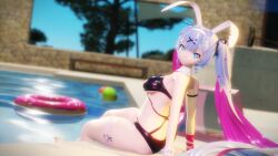  big_ass big_breasts bikini clothed hatsune_miku looking_at_viewer mikou_39 pool rabbit_ears rabbit_hole_(vocaloid) sitting swimsuit thick_thighs twintails vocaloid  rating:explicit score: user:bot