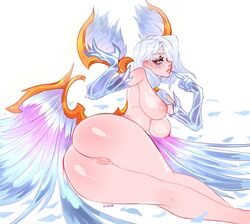 blue_body blue_eyes blush breasts chaos_and_order_series colored dawnbringer_morgana ilewdha large_breasts league_of_legends legs_together lips morgana naked riot_games tagme white_hair wings rating:Explicit score:272 user:Robot7761