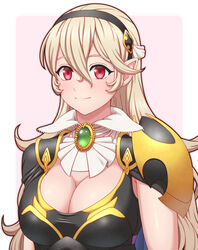 1girls alternate_costume big_breasts blonde_hair breasts brooch cleavage corrin_(female)_(nohr_noble)_(fire_emblem) corrin_(fire_emblem) corrin_(fire_emblem)_(female) detached_collar eyelashes eyeliner female female_only fire_emblem fire_emblem_fates fire_emblem_heroes hair_between_eyes large_breasts long_hair makeup nintendo oathcradle official_alternate_costume pink_background pointy_ears red_eyes smile solo rating:Questionable score:23 user:Hyunkel