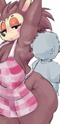 alternate_breast_size animal_crossing armpit armpit_fetish armpit_sniffing big_breasts breasts female fur hedgehog human kiseff male nintendo sable_able slightly_chubby thick_thighs video_games wide_hips rating:Questionable score:111 user:FlaccidPancake