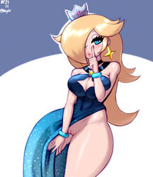 1girls breasts cleavage dress female female_only looking_at_viewer mario_(series) neayix princess_rosalina pussy solo starry_night_dress_(sarukaiwolf) super_mario_galaxy thick_thighs wide_hips rating:Explicit score:112 user:justausername