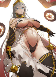 1girls abs arched_back ass ass_focus bangs bare_midriff bare_shoulders bare_thighs bikini bikini_bottom bikini_top black_bikini black_gloves blue_eyes bracelet breasts chains choker cleavage crown dark-skinned_female dark_skin eyebrows_visible_through_hair fate/grand_order fate_(series) female female_focus female_only gloves gold_(metal) gold_jewelry hair_between_eyes hair_ornament jewelry large_breasts long_gloves long_hair looking_at_viewer mace midriff muscular_female navel necklace nipple_bulge nipples_visible_through_clothing revealing_clothes ripped_clothing side_view sideboob skimpy skimpy_bikini skimpy_clothes sole_female solo solo_female solo_focus swimsuit swimwear tagme tan_skin thick_thighs thighs thin_waist tomboy underboob weapon white_hair yoshi55level zenobia_(fate) rating:Questionable score:271 user:CalZone