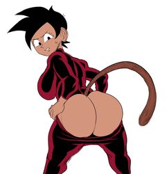 1girls ass big_ass big_breasts black_eyes black_hair breasts dark-skinned_female detnox dragon_ball female female_only female_saiyan huge_ass looking_back original_character pants_down red_pants red_skirt red_suit saiyan solo struggling_to_fit tail tufura_(detnox) rating:Explicit score:112 user:Raijin8942