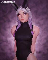 1girls abrxsive braid braided_hair braided_twintails breasts bunny_ears bunny_girl bunnysuit clothed cute epic_games fortnite petite purple_eyes purple_hair seductive_look teenager tight_clothing torin_(fortnite) twintails white_hair rating:Questionable score:98 user:Ffdffff