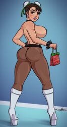 1girls areolae ass big_ass big_breasts breasts chun-li female female_only high_heels large_breasts looking_at_viewer looking_back nipples pantyhose shadowboxer solo street_fighter thick_thighs wide_hips rating:Explicit score:44 user:justausername