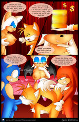 absurd_res anal anthro ass big_penis bodily_fluids breasts comic cum cum_in_ass cum_in_mouth cum_inside dialogue doggy_style exposed_torso fellatio female fire_conejo from_behind_position gay genital_fluids genitals group group_sex handwear hi_res knuckles_the_echidna male male/male miles_prower oral penile penis prostitution rouge_the_bat sega sex sonic_(series) sonic_the_hedgehog sonic_the_hedgehog_(series) spitroast tails threesome rating:Explicit score:73 user:bot