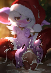 1boy 1girls after_footjob barefoot christmas cum cum_between_toes cum_on_feet cum_on_penis dark-skinned_male erection feet female foot_fetish footjob league_of_legends lewdzure male penis santa_hat straight toeless_legwear toes tristana yordle rating:Explicit score:328 user:justausername