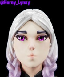 horny_lynxy kissy_face purple_eyes purple_highlights torin_(fortnite) white_hair rating:Questionable score:11 user:Lynx_Unrated