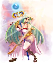 1girls alternate_breast_size awesomeerix cleavage clothed female female_only gladiator_sandals green_eyes green_hair kid_icarus kid_icarus_uprising large_breasts long_hair looking_at_viewer nintendo palutena pole_between_breasts smile solo staff thighhighs rating:Safe score:27 user:Flake456