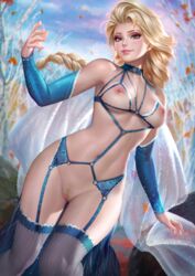 1girls blonde_hair blonde_pubes blonde_pubic_hair casual_nudity disney elsa_(frozen) female female_focus female_only frozen_(film) garter_straps landing_strip large_breasts lingerie looking_at_viewer neoartcore nipples nopan nude nudtawut_thongmai pubic_hair pussy solo solo_female thighhighs third-party_edit trimmed_pubic_hair uncensored rating:Explicit score:359 user:deleted8969