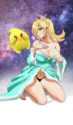 1girls awesomeerix barefoot blonde_female blonde_hair blue_eyes breasts cleavage crown dress dress_lift female female_only kneeling large_breasts luma mario_(series) panties princess_rosalina solo super_mario_galaxy rating:Questionable score:95 user:Flake456