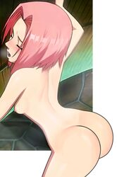 1girls against_wall arched_back areolae ass ass_focus bent_over blush bob_cut bubble_ass bubble_butt closed_eyes dat_ass erect_nipples female female_focus female_only hot_spring loodncrood moan moaning naked naruto naruto_(series) naruto_shippuden nipples nude nude_female open_mouth pale-skinned_female pale_skin petite pink_hair pink_nipples sakura_haruno shoulder_length_hair shounen_jump small_breasts solo solo_female solo_focus teenager thick_thighs thighs voluptuous rating:Explicit score:213 user:419941