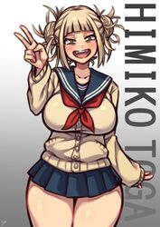 big_breasts blonde_hair blush coffeelove68 curvaceous curvy dressed himiko_toga miniskirt my_hero_academia peace_sign skirt smiling solo tagme thick_hips thick_legs thick_thighs v_sign very_short_skirt wide_hips rating:Questionable score:210 user:Imagination_not_found