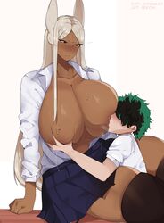 ... 1boy 1girls abs areolae between_thighs big_breasts bigger_female black_hair blush breast_grab breast_squeeze breast_sucking breastfeeding breasts bunny_ears dark-skinned_female dark_skin duo edit embarrassed female female_focus freckles green_eyes hair highres huge_breasts izuku_midoriya lactating lactation large_breasts larger_female light-skinned_male light_hair light_skin long_hair looking_down male male/female mature_female milk miruko muscular_thighs my_hero_academia pekoni red_eyes rumi_usagiyama school_uniform schoolgirl short_hair simple_background sitting skirt smaller_male sucking sucking_breasts sweat sweatdrop thick_thighs thighhighs thighs white_background white_hair white_shirt worship rating:Explicit score:503 user:futagoddess~