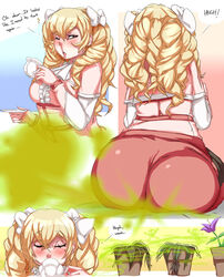 1girls big_ass big_butt blonde_hair blush closed_eyes english_text enormous_ass fart fart_cloud fart_fetish farting fire_emblem fire_emblem_awakening hair_ornament lazei maribelle_(fire_emblem) nintendo one_eye_closed open_mouth plants red_eyes sitting solo source_request stinky tea text wilting_flowers wilting_plants yoshizilla rating:Explicit score:67 user:anon84048